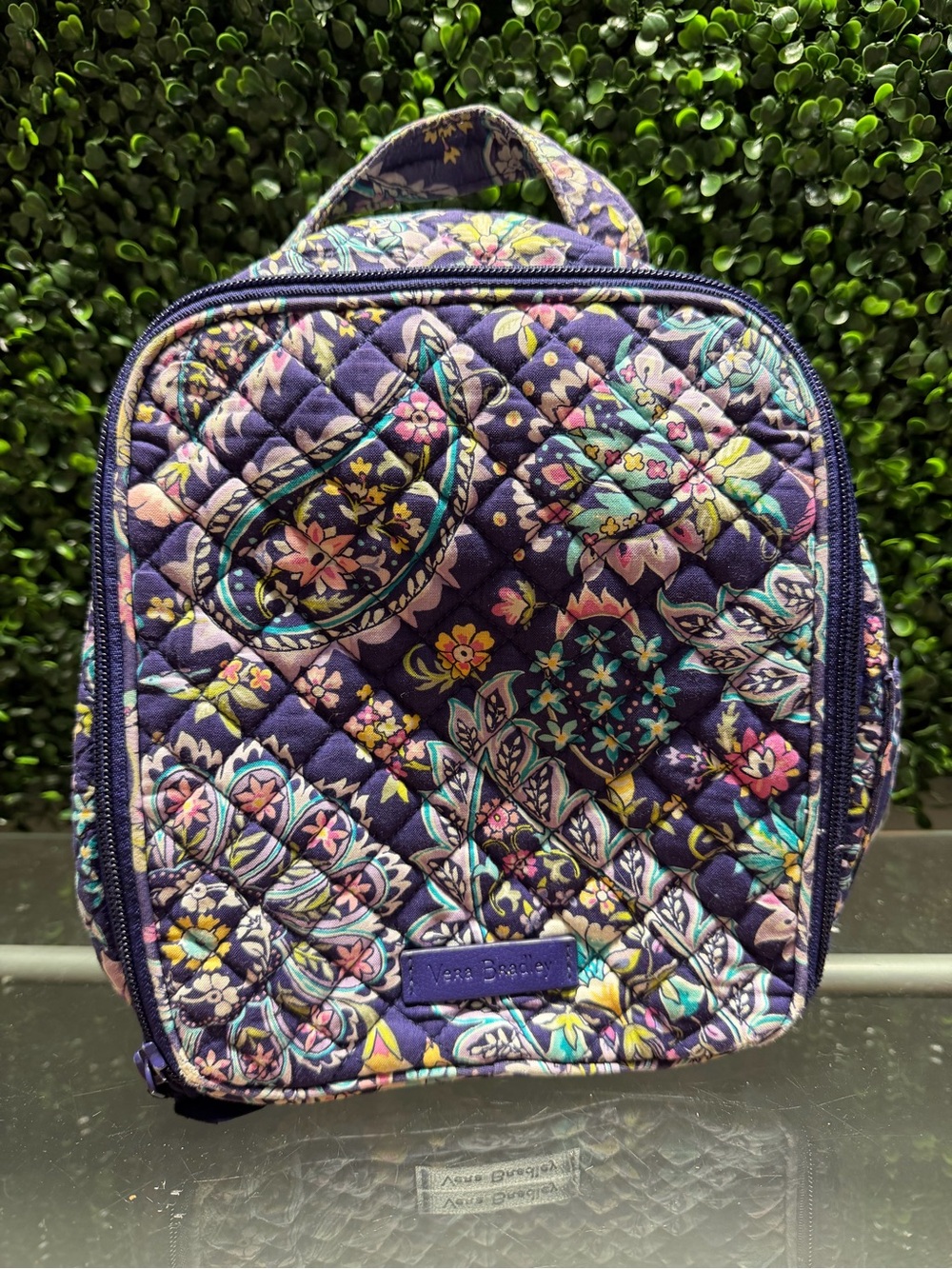 Vera Bradley Navy Multi Floral Quilted Lunch Box